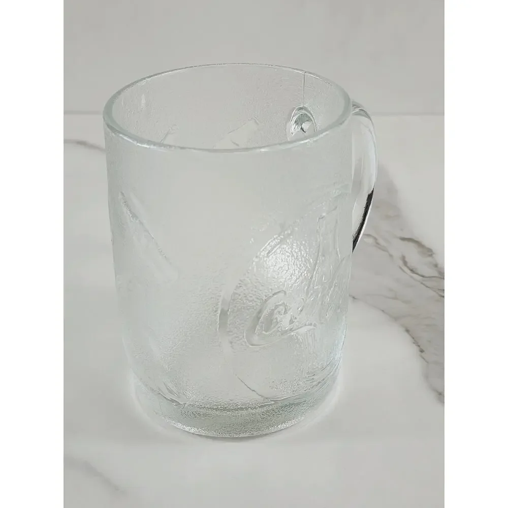 Coca Cola Frosted Glass Coffee Mug Embossed Logo 12oz Tea Cup 4